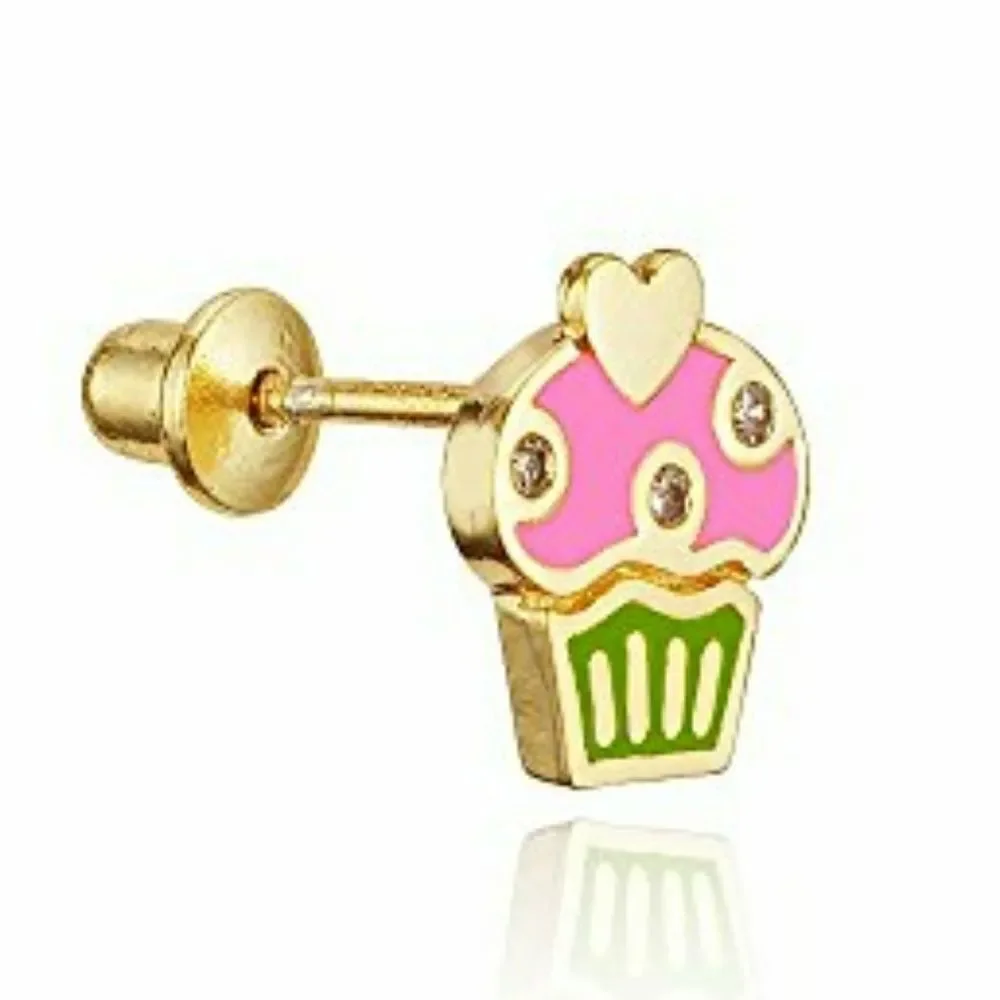 14k gold plated Enamel Cupcake Earrings